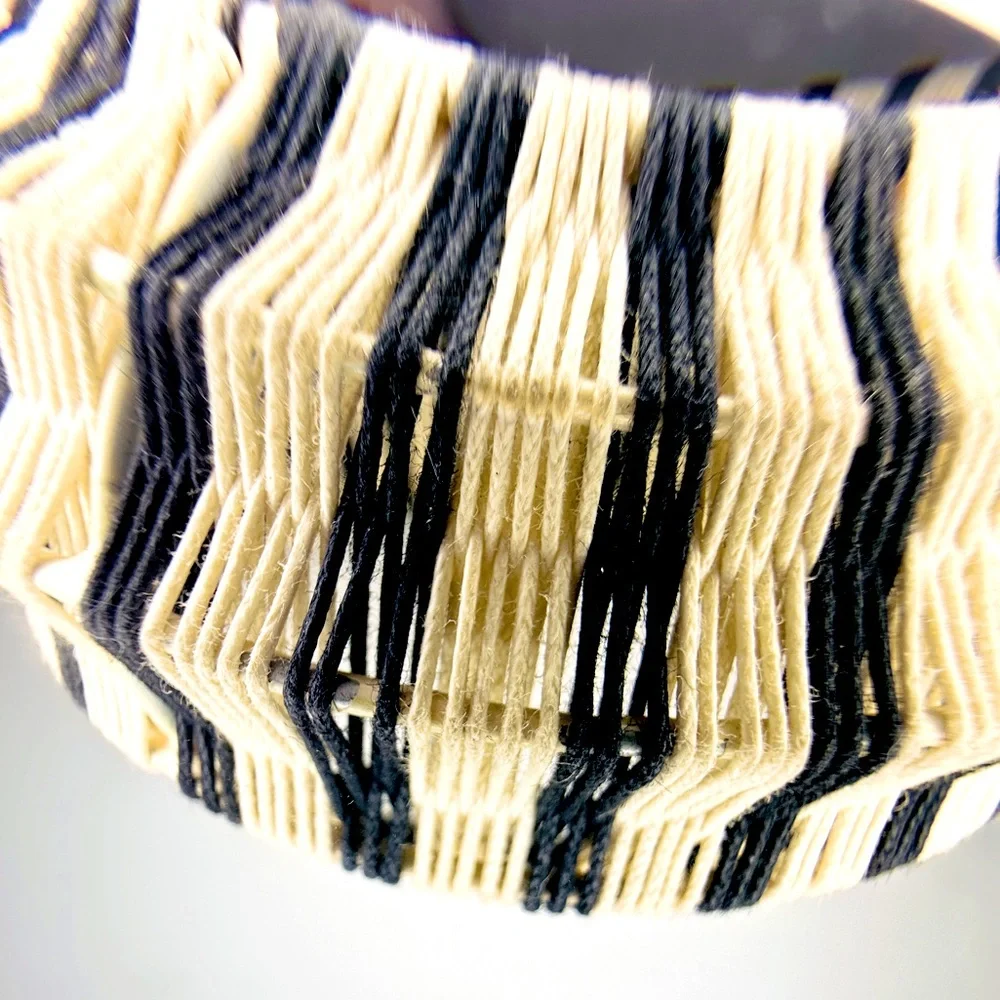Anthropologie Rosamund Woven Bangle - Cream and Black Stripe